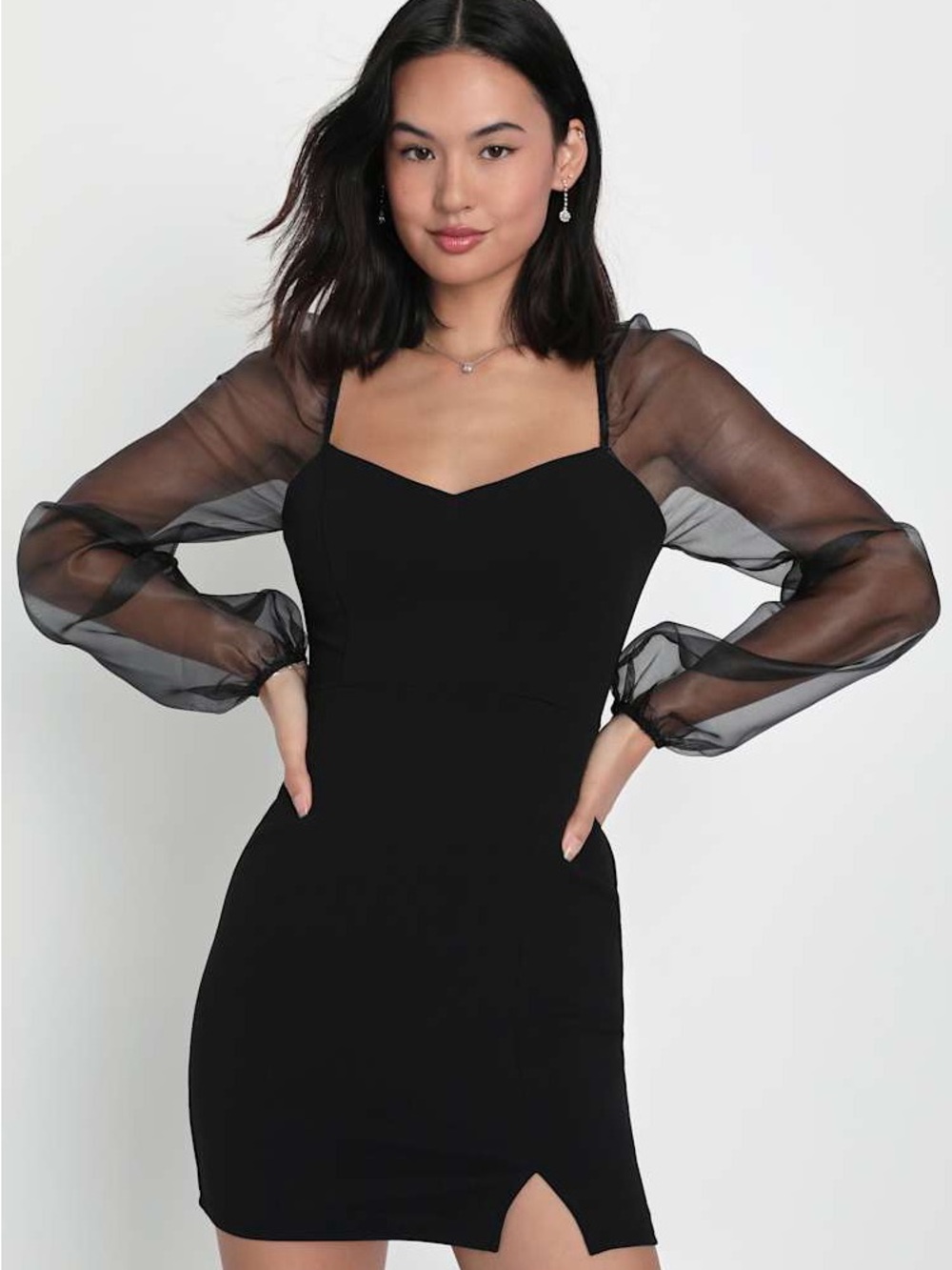 Lulu's Sophisticated Aura Black Long Sleeve Bodycon Mini Dress